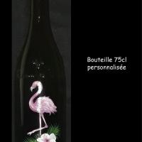 Bouteille 75cl personnalisee flamant rose