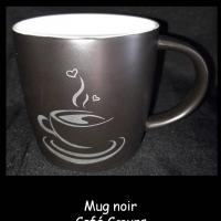 Mug noir cafe coeurs