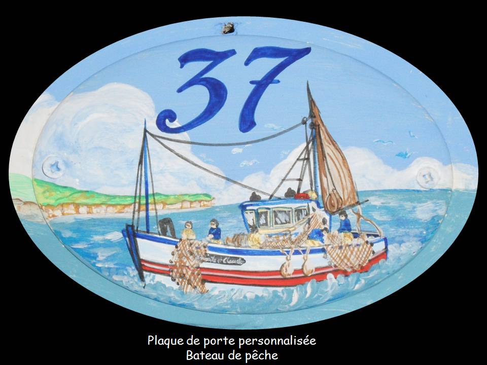 Plaque de porte personnalisée Bateau de pêche