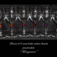 Service de 6 verres boules couleurs chaudes personnalisés Monogramme