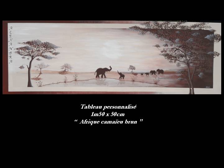 Tableau personnalisé  1m50 x 50cm Afrique Camaïeu brun