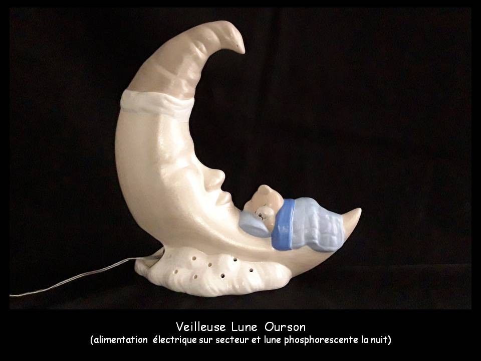 Veilleuse lune ourson bleu